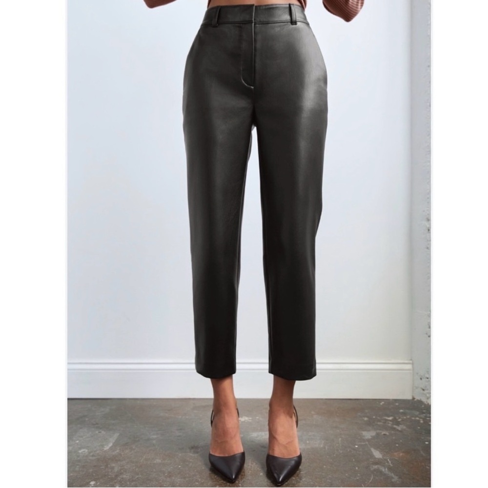 Babaton Black Vegan Leather Cropped Pants